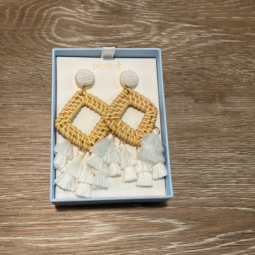 White tassel earrings